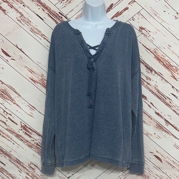 Maurices Blue Lace-Up Sweatshirt - Picture 1 of 5